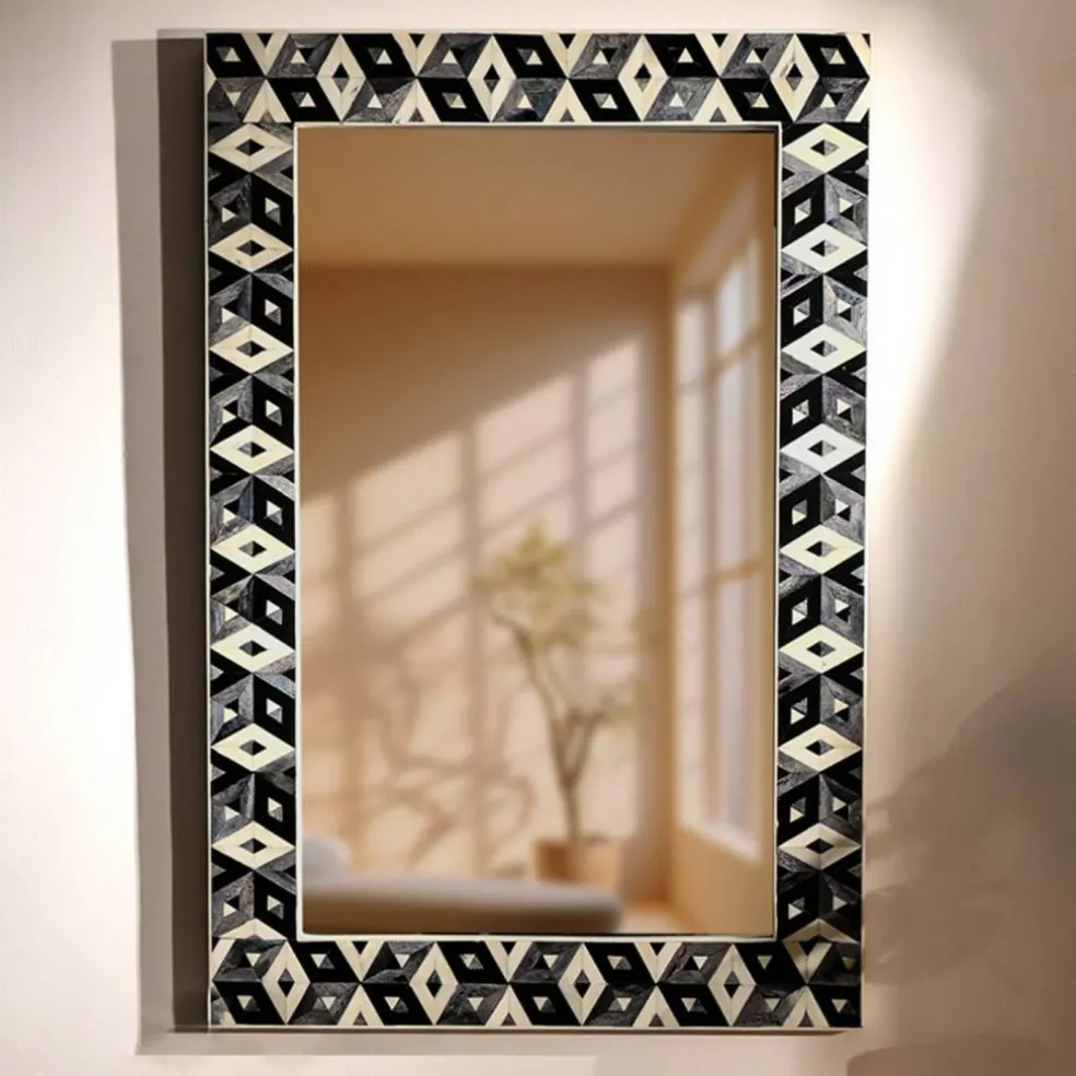 Decorative Wall Mirror with Frame – Stylish Home & Bathroom Accent Mirror