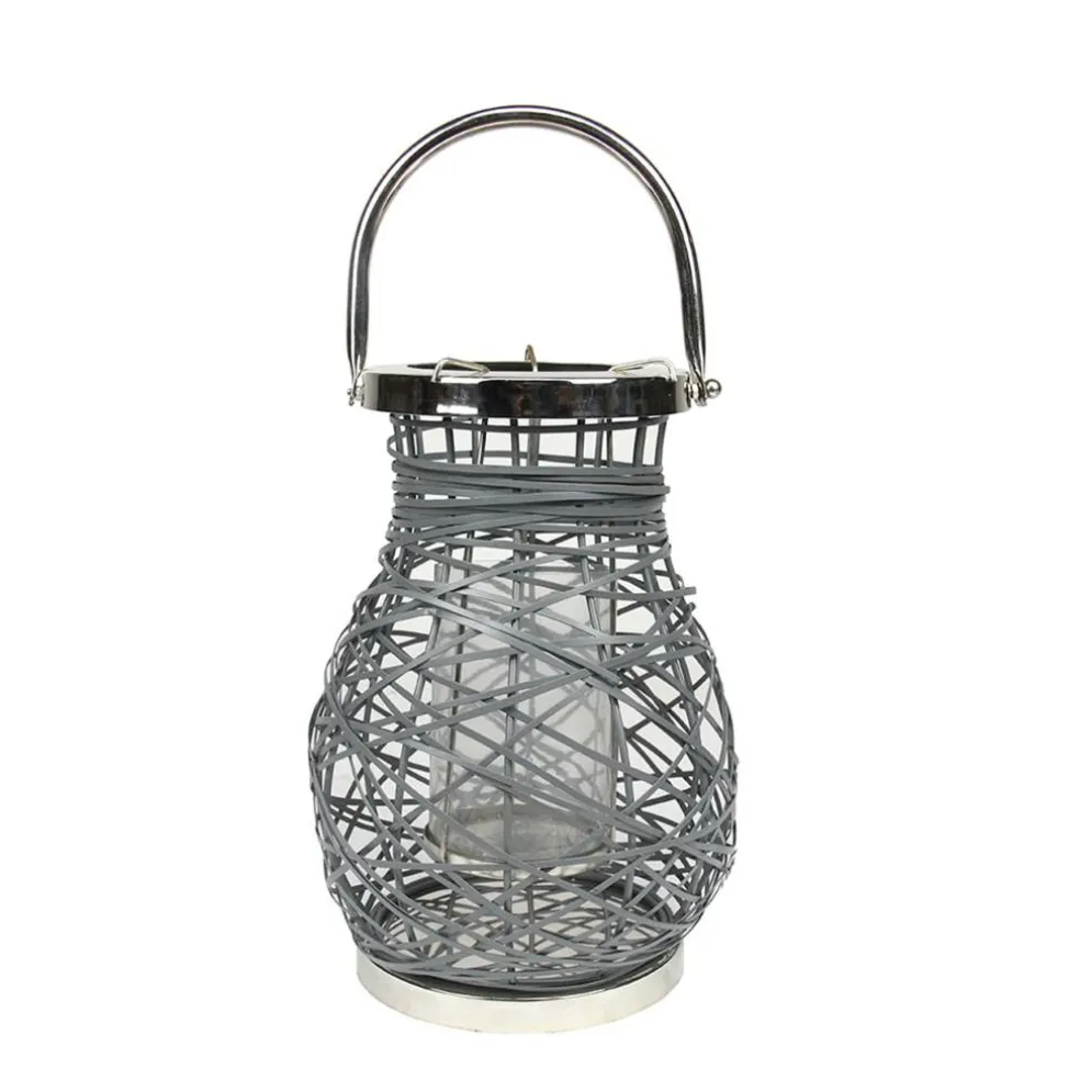 Decorative Woven Iron Pillar Candle Lantern