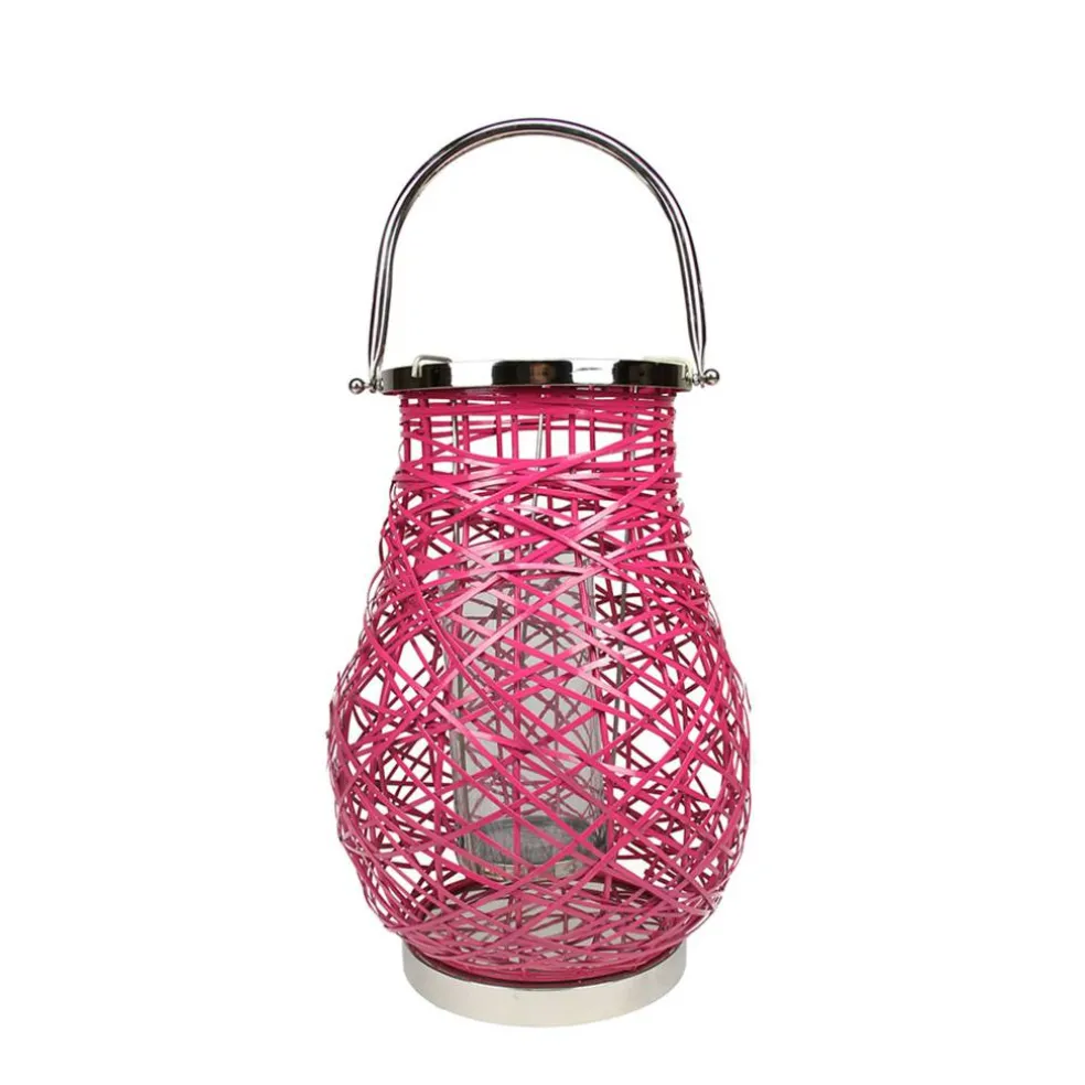 Decorative Woven Iron Pillar Candle Lantern