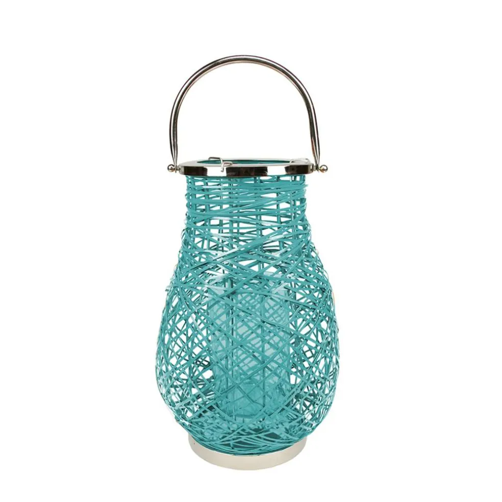 Decorative Woven Iron Pillar Candle Lantern