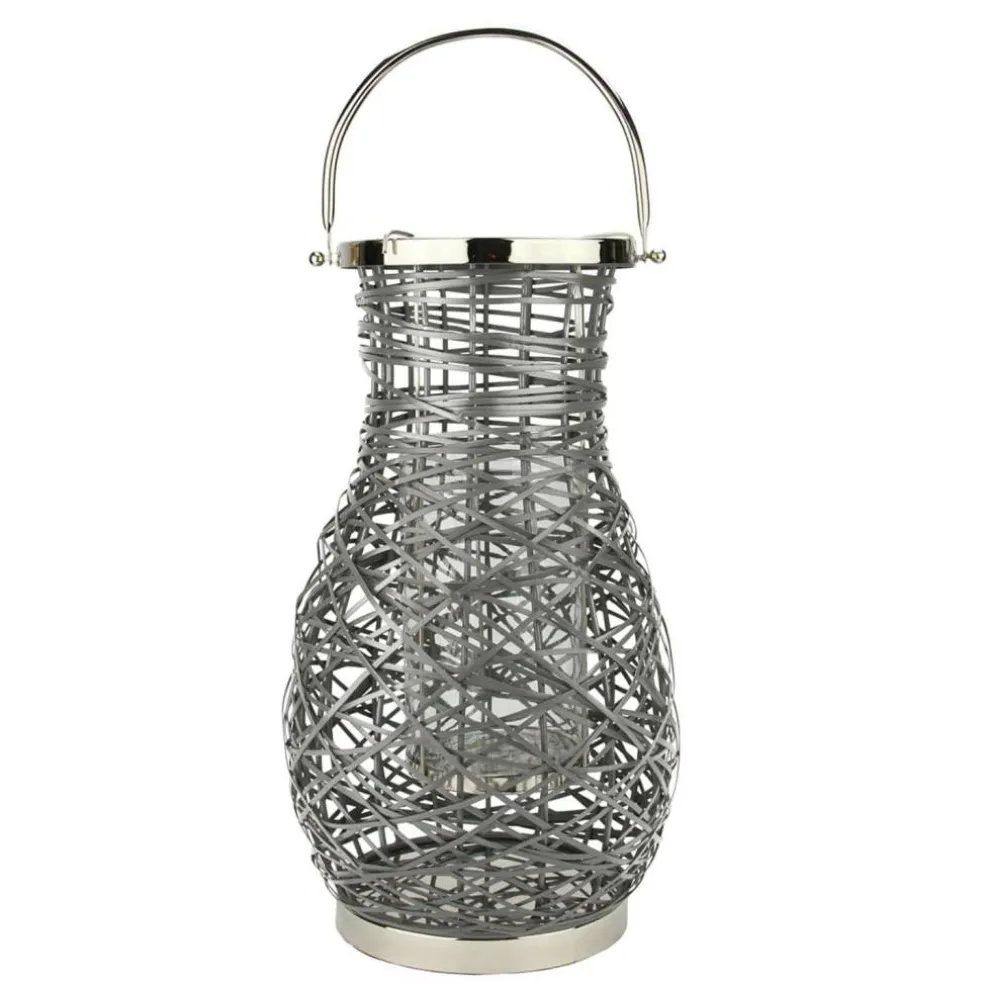 Decorative Woven Iron Pillar Candle Lantern