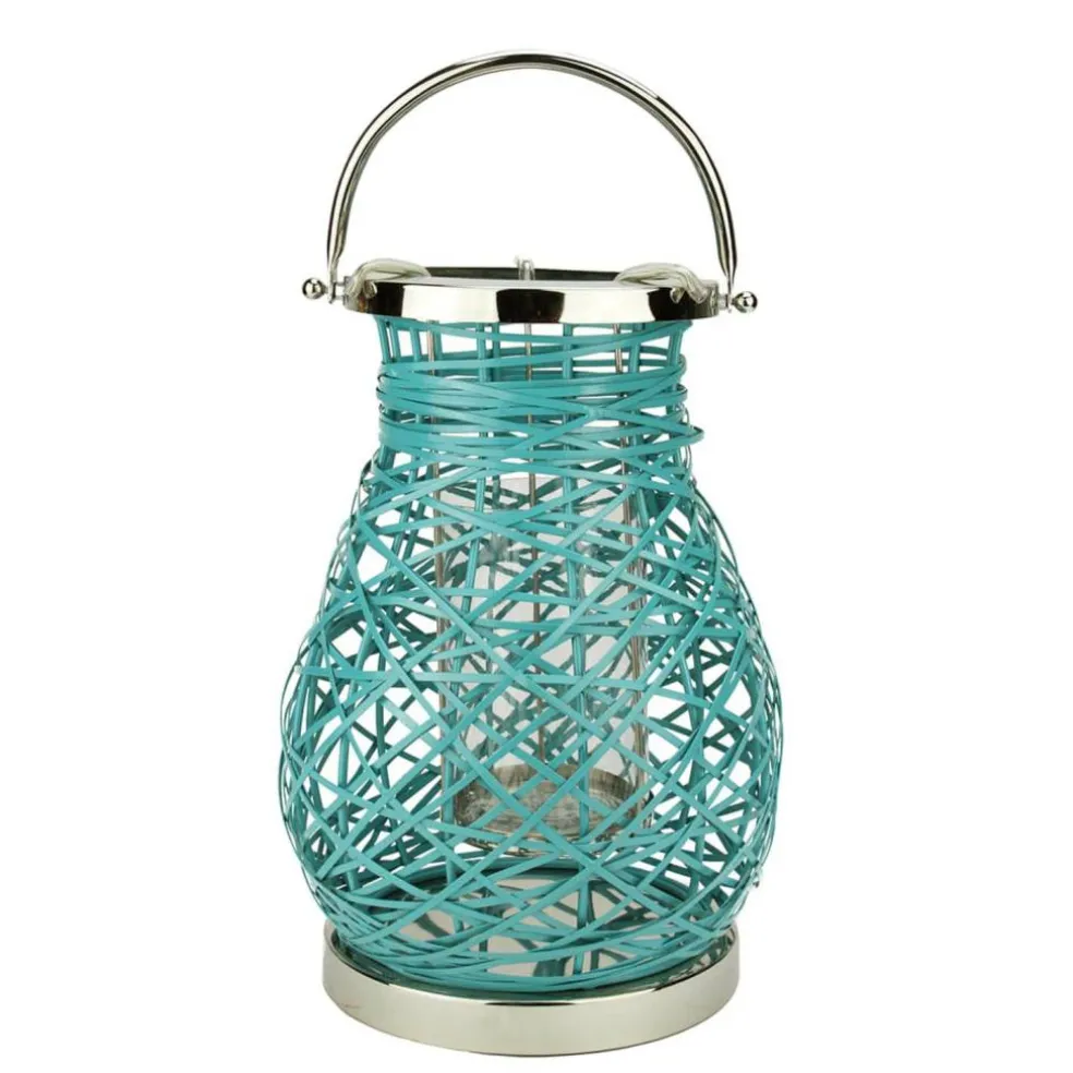 Decorative Woven Iron Pillar Candle Lantern
