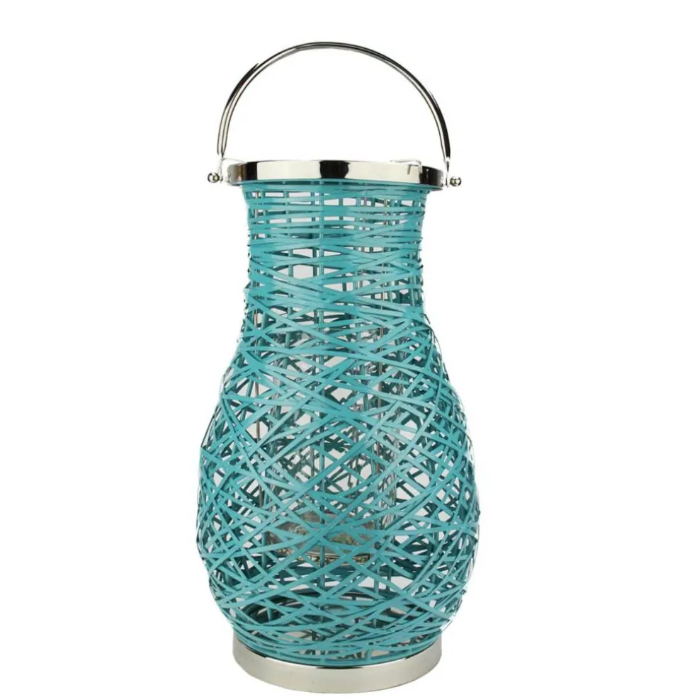Decorative Woven Iron Pillar Candle Lantern