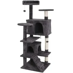Deep Grey 53" Cat Tree Tower Activity Bed Playing House Condo Home