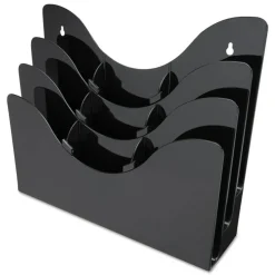 Deflecto 13.38 in. x 3.5 in. x 11.5 in. 6 Removable Dividers 3-Tier Document Organizer - Black