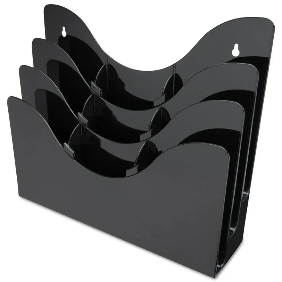 Deflecto 13.38 in. x 3.5 in. x 11.5 in. 6 Removable Dividers 3-Tier Document Organizer - Black