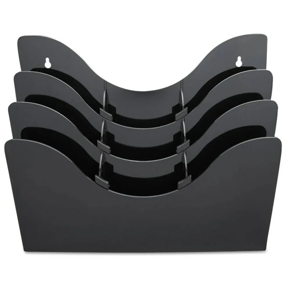Deflecto 13.38 in. x 3.5 in. x 11.5 in. 6 Removable Dividers 3-Tier Document Organizer - Black