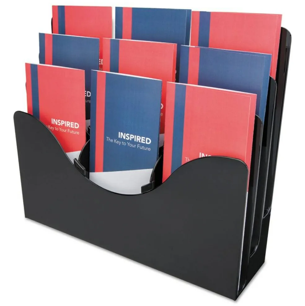 Deflecto 13.38 in. x 3.5 in. x 11.5 in. 6 Removable Dividers 3-Tier Document Organizer - Black