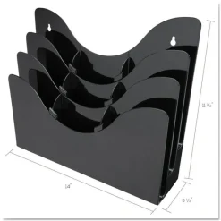 Deflecto 13.38 in. x 3.5 in. x 11.5 in. 6 Removable Dividers 3-Tier Document Organizer - Black