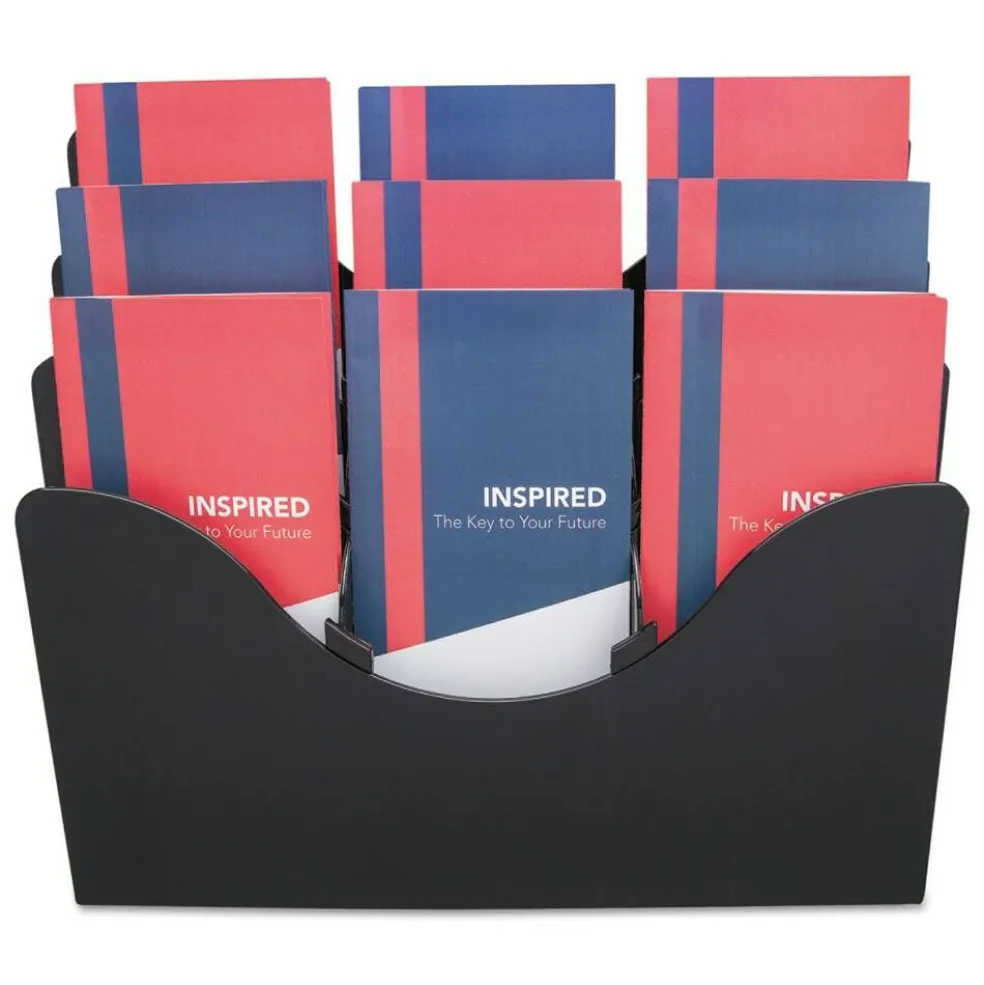 Deflecto 13.38 in. x 3.5 in. x 11.5 in. 6 Removable Dividers 3-Tier Document Organizer - Black