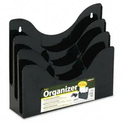 Deflect-O 47634 Three-Tier Document Organizer with Dividers Display Rack  Black