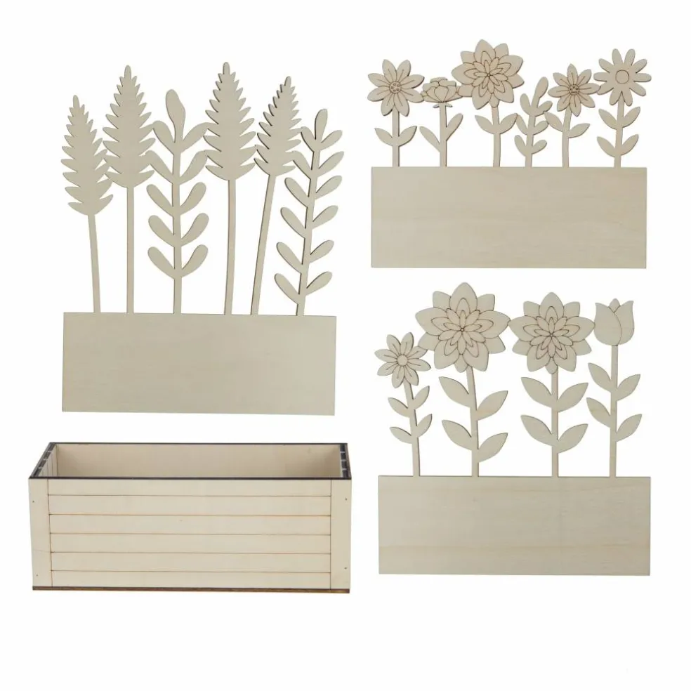 8.75" Delphinium & Rose DIY Plywood Crate Décor by Make Market®