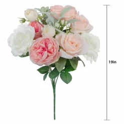 19" Deluxe Pink & Cream Cabbage Rose Bush by Ashland®