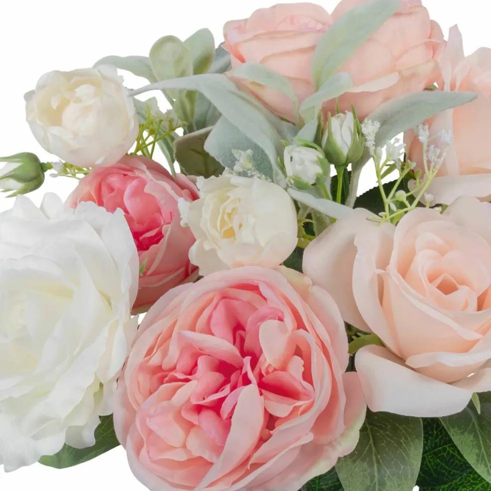 19" Deluxe Pink & Cream Cabbage Rose Bush by Ashland®