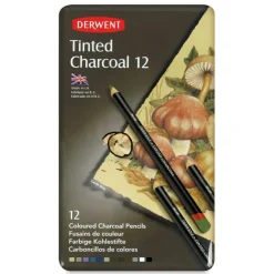Derwent Tinted Charcoal Pencil Set - Assorted Colors, Tin Box, Set of 12