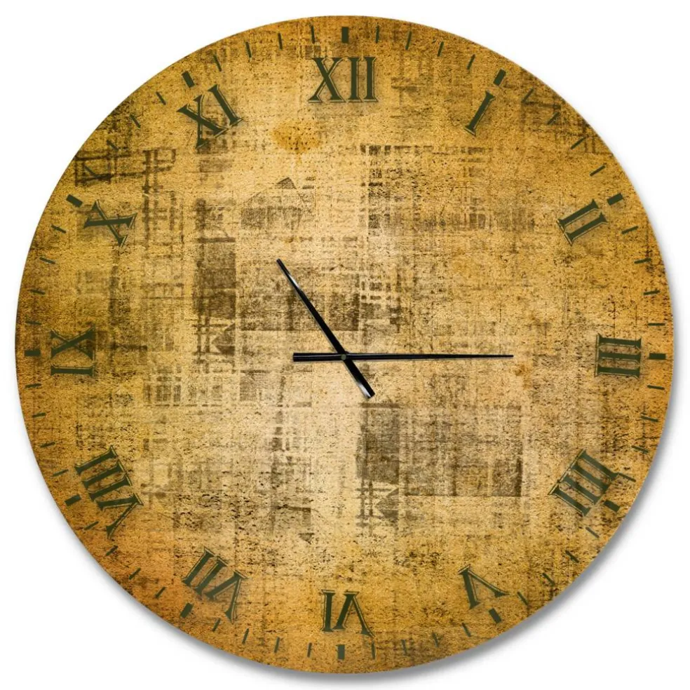 Designart 'Antique Face On Parchment Rustic Wall Clock