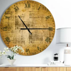 Designart 'Antique Face On Parchment Rustic Wall Clock