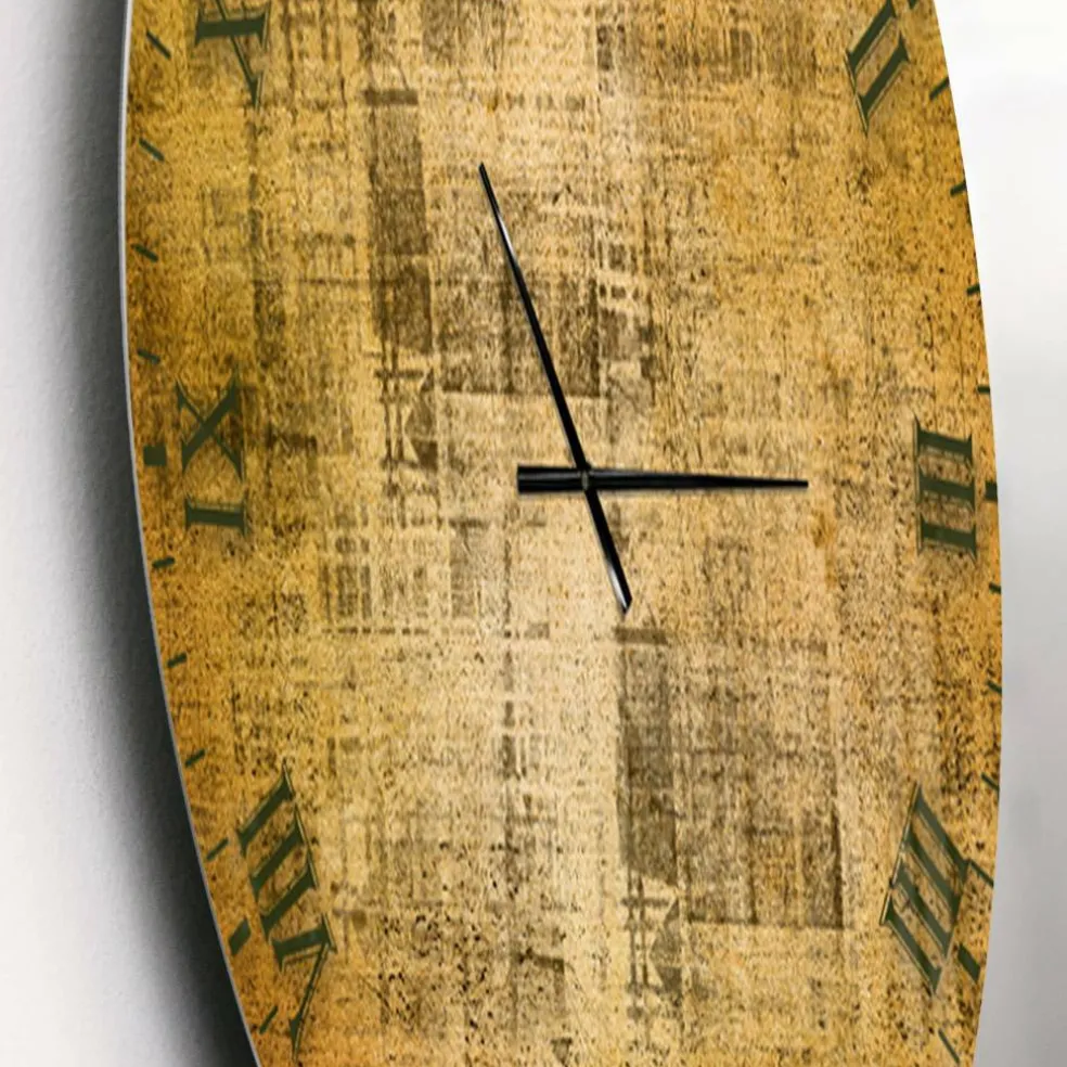 Designart 'Antique Face On Parchment Rustic Wall Clock