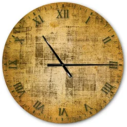 Designart 'Antique Face On Parchment Rustic Wall Clock