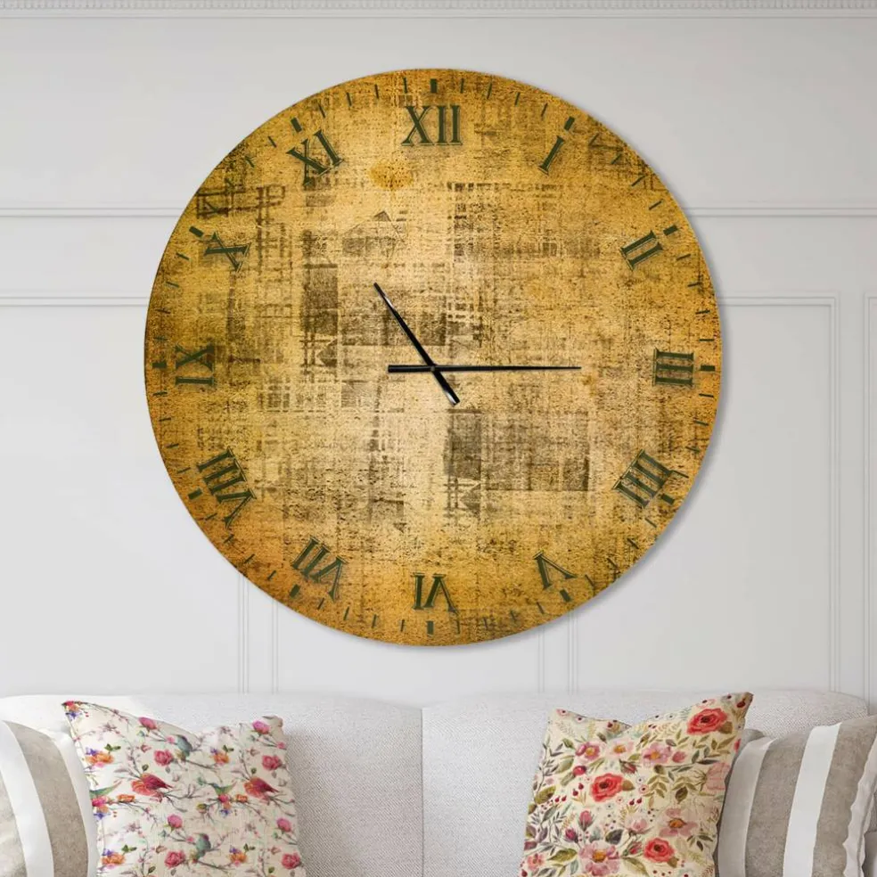 Designart 'Antique Face On Parchment Rustic Wall Clock