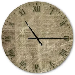 Designart 'Antique Old Paper Style Farmhouse Wall Clock