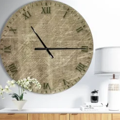 Designart 'Antique Old Paper Style Farmhouse Wall Clock