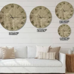 Designart 'Antique Old Paper Style Farmhouse Wall Clock
