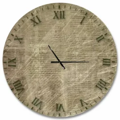 Designart 'Antique Old Paper Style Farmhouse Wall Clock