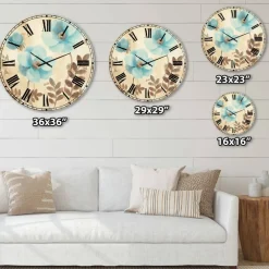 Designart 'Blue Poppies Cottage Flowers Ii Farmhouse Wall Clock
