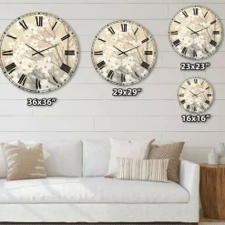 Designart 'Brown Onn Grey Blossoms Traditional Wall Clock