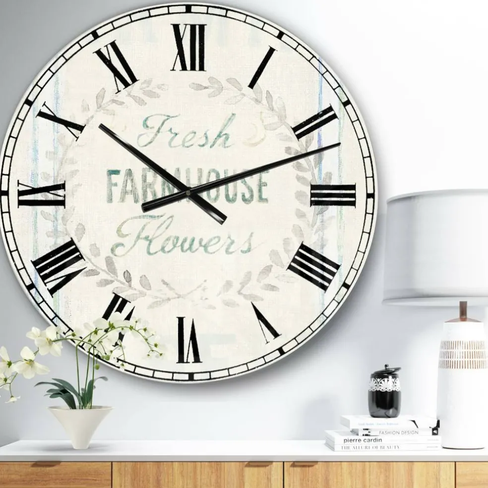 Designart 'Farmhouse Florals Viii Farmhouse Wall Clock