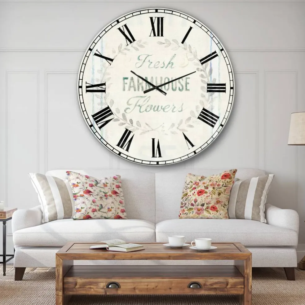 Designart 'Farmhouse Florals Viii Farmhouse Wall Clock