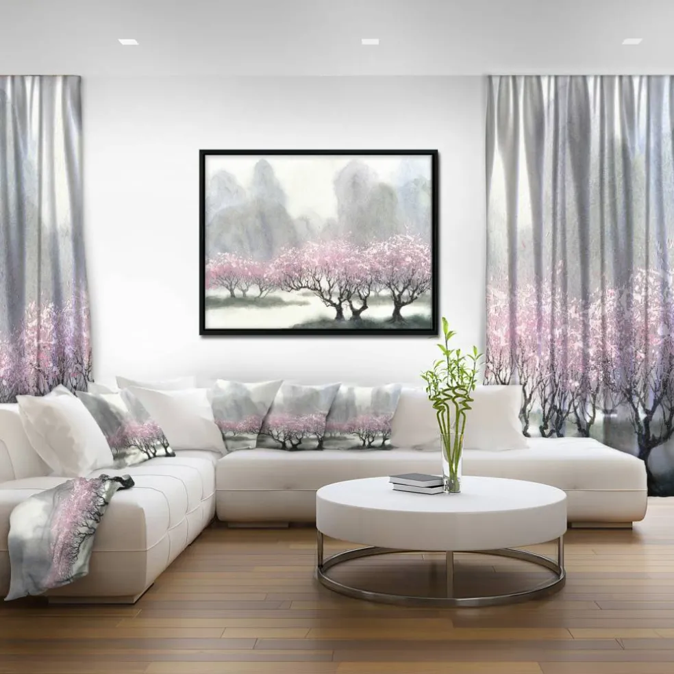 Designart - Flowering Trees at Spring - Landscape Art Print Framed Canvas