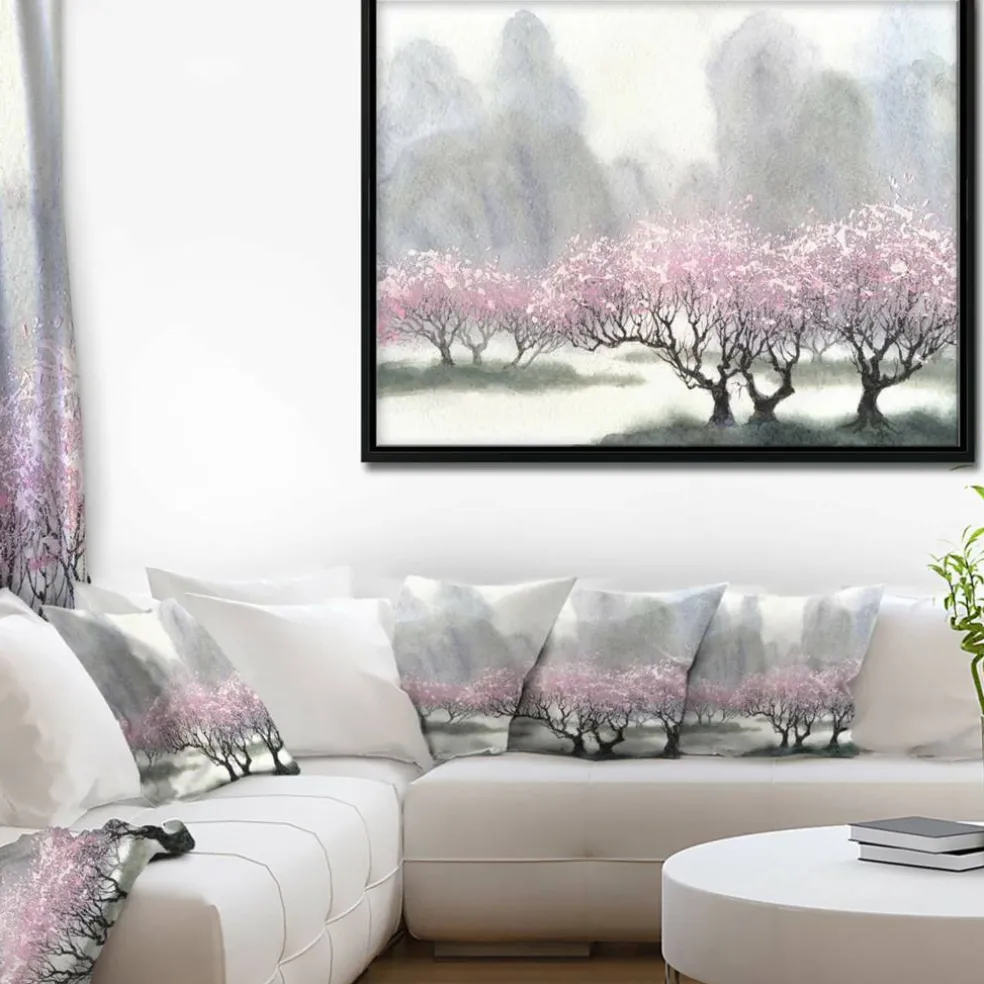 Designart - Flowering Trees at Spring - Landscape Art Print Framed Canvas