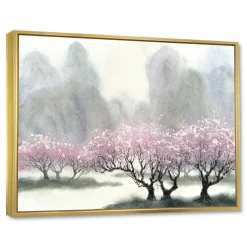 Designart - Flowering Trees at Spring - Landscape Art Print Framed Canvas