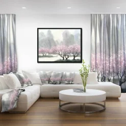 Designart - Flowering Trees at Spring - Landscape Art Print Framed Canvas