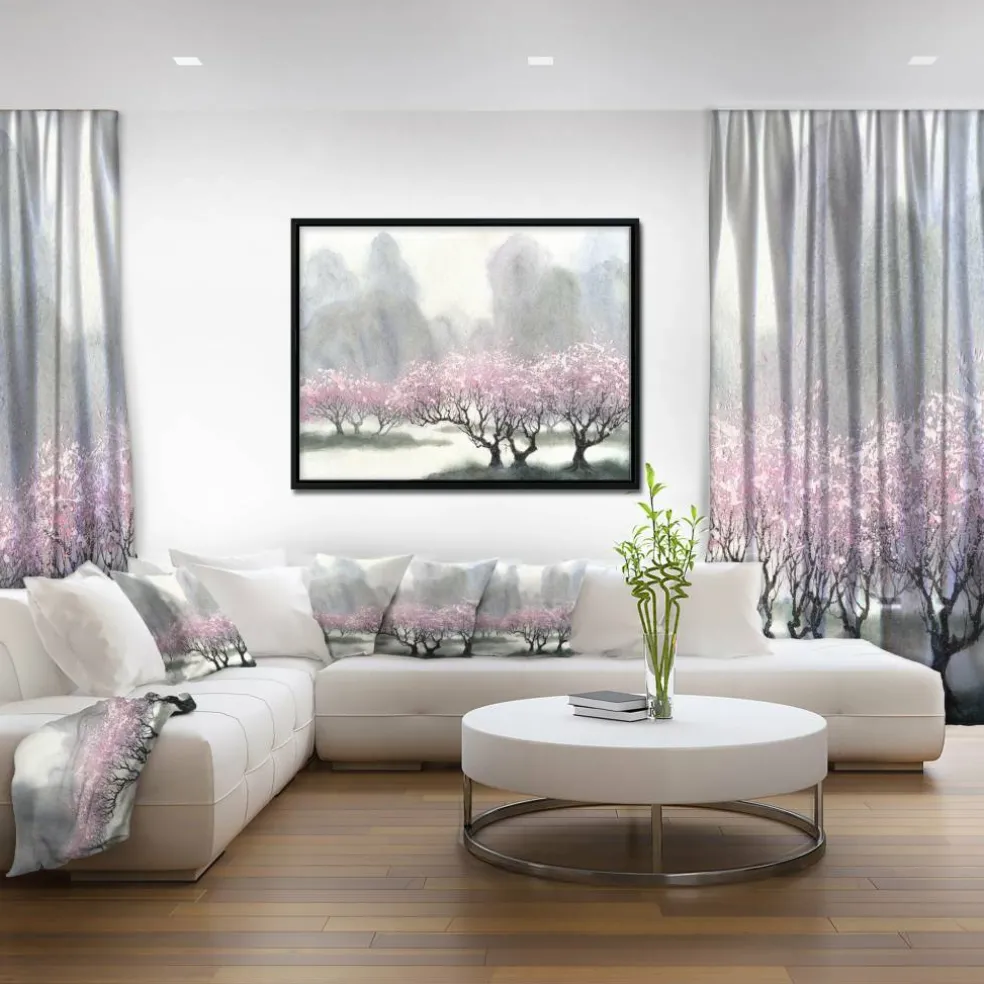 Designart - Flowering Trees at Spring - Landscape Art Print Framed Canvas