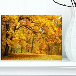Designart - Golden Autumn Forest - Landscape Photography Canvas Print