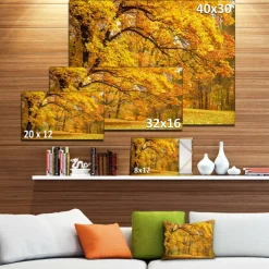 Designart - Golden Autumn Forest - Landscape Photography Canvas Print