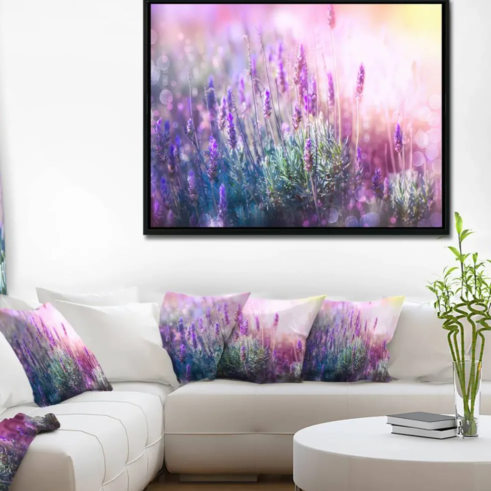 Designart - Growing and Blooming Lavender - Floral Framed Canvas Art print