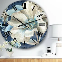 Designart Indigold Watercolor Flower I Traditional Wall Clock