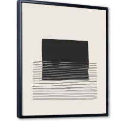 Designart - Minimal Geometric Lines And Squares VIII - Modern Canvas Wall Art Print in Black Frame