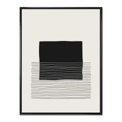 Designart - Minimal Geometric Lines And Squares VIII - Modern Canvas Wall Art Print in Black Frame
