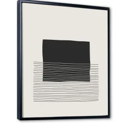 Designart - Minimal Geometric Lines And Squares VIII - Modern Canvas Wall Art Print in Black Frame