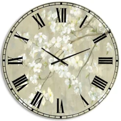 Designart Neutral Dogwood In Spring Farmhouse Wall Clock