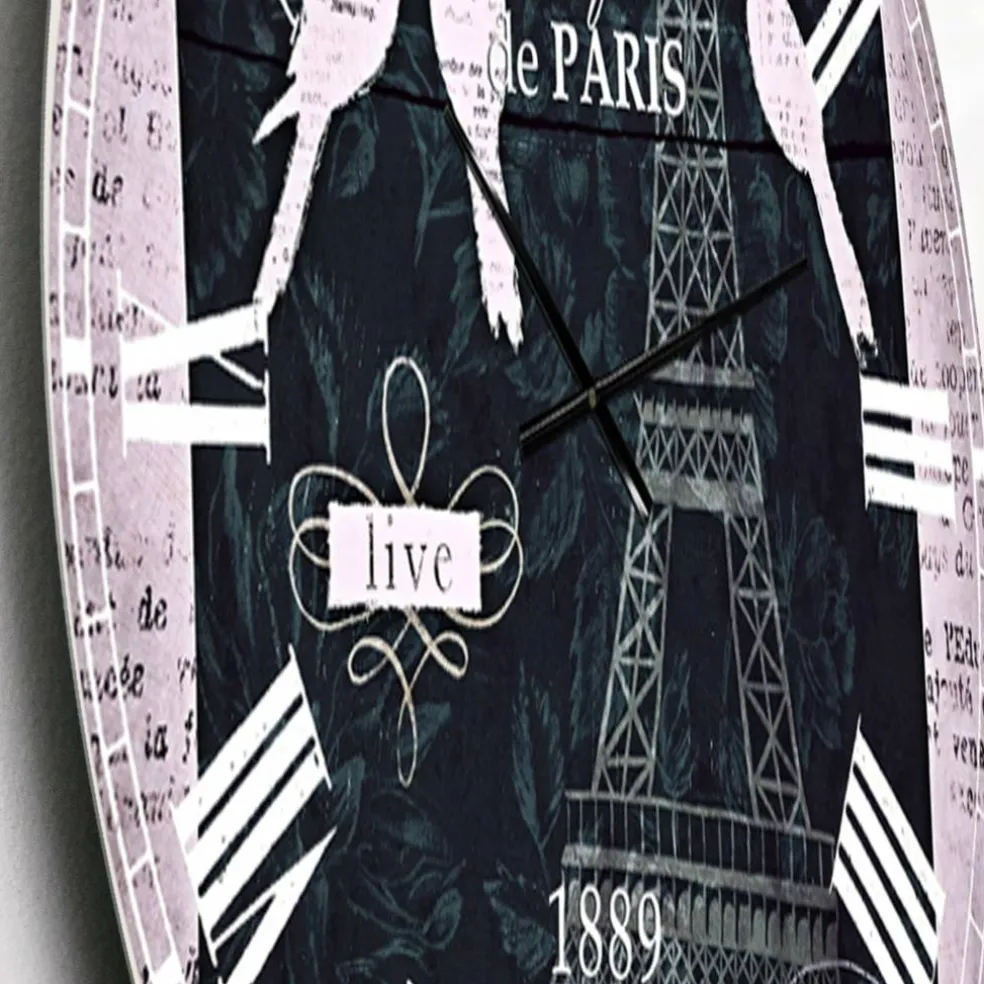 Designart 'Paris Vintage Collage Ii Traditional Wall Clock