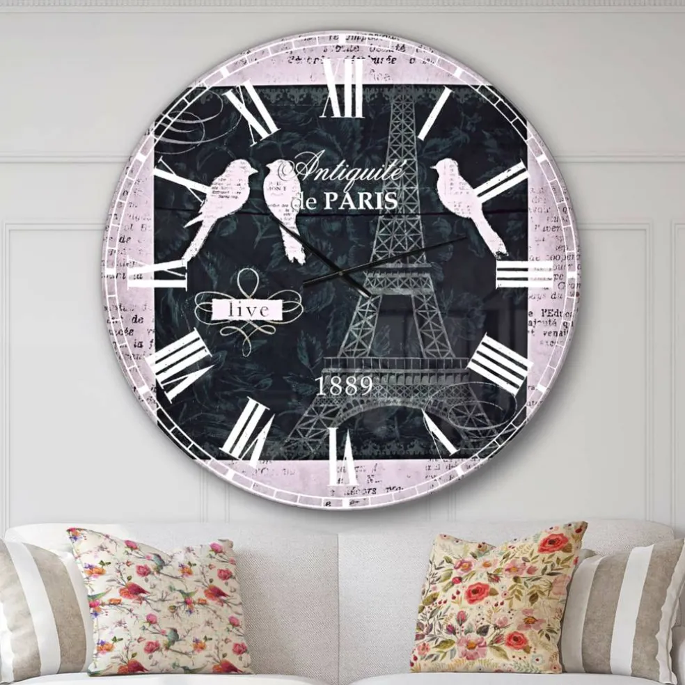 Designart 'Paris Vintage Collage Ii Traditional Wall Clock