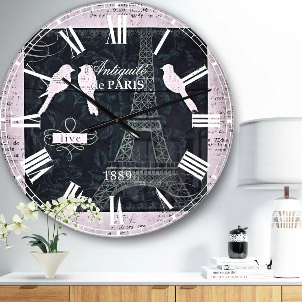 Designart 'Paris Vintage Collage Ii Traditional Wall Clock