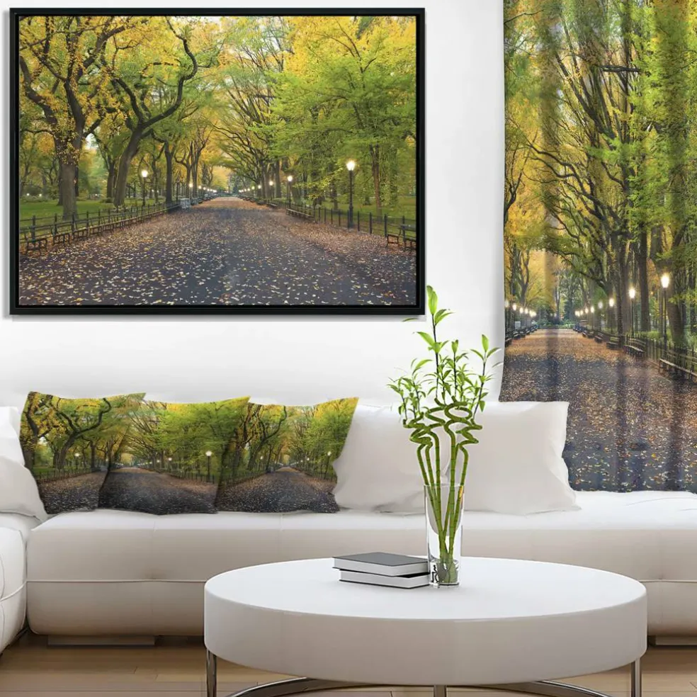 Designart - The Mall Area in Central Park - Large Landscape Framed Canvas Art
