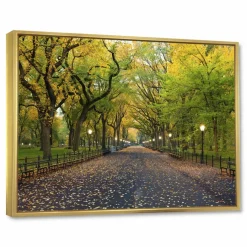 Designart - The Mall Area in Central Park - Large Landscape Framed Canvas Art